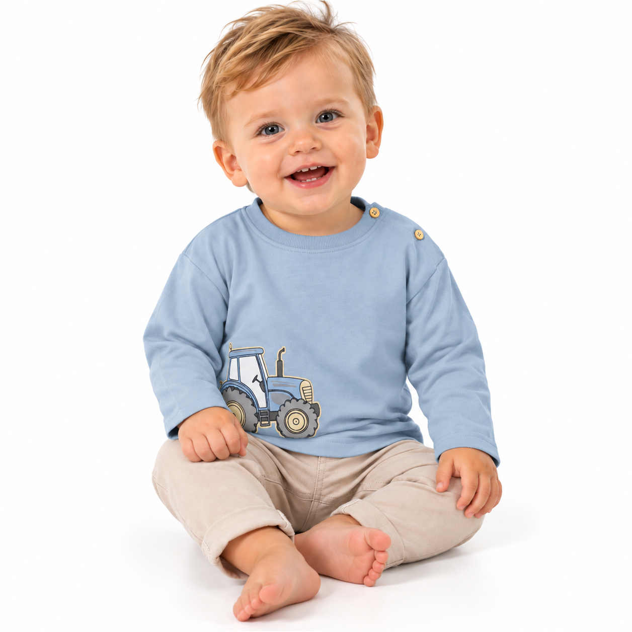 Blue Seven jongens shirt tractor blauw met lange mouwen